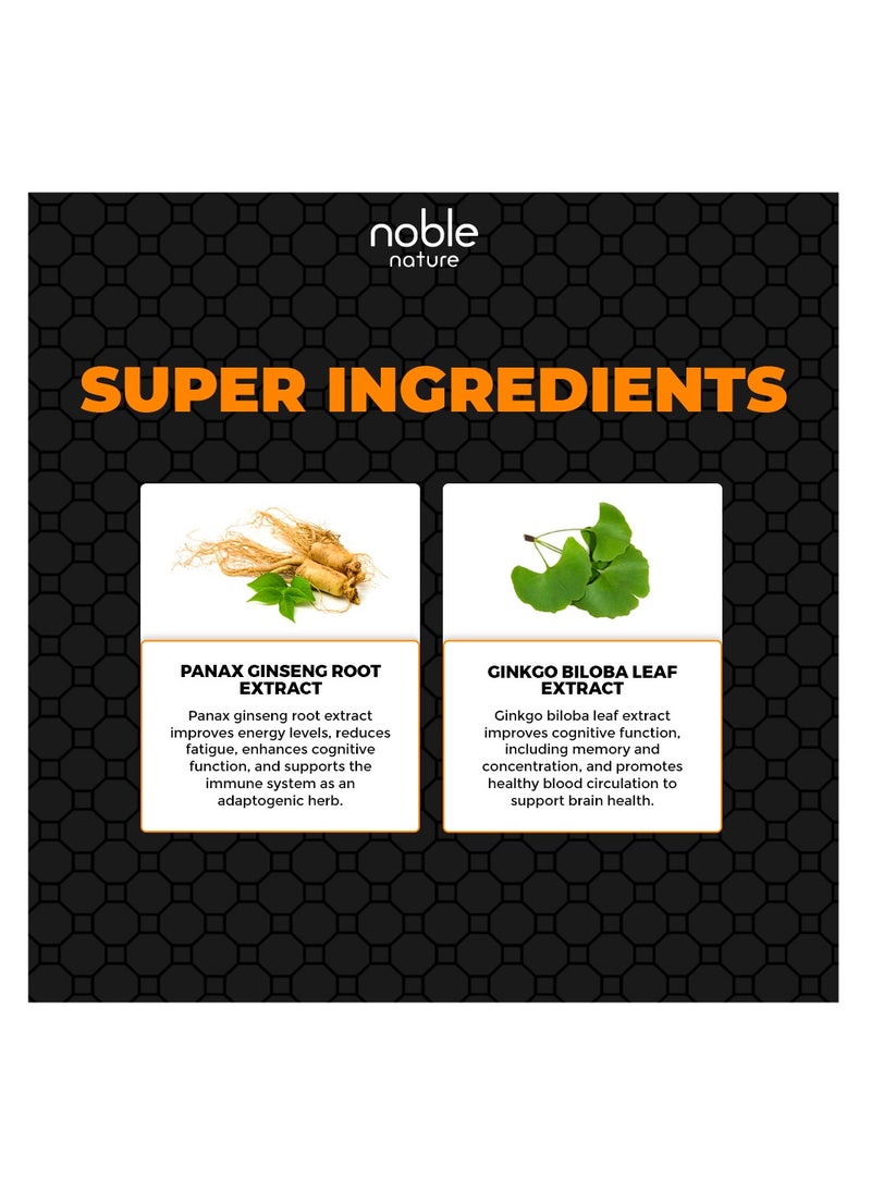 noble nature - Panax Ginseng with Ginkgo Biloba - Supports Immune Health-120 Veg Capsules - Image 1