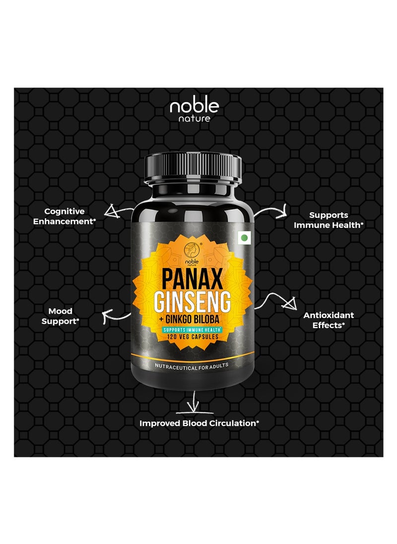 noble nature - Panax Ginseng with Ginkgo Biloba - Supports Immune Health-120 Veg Capsules - Image 1