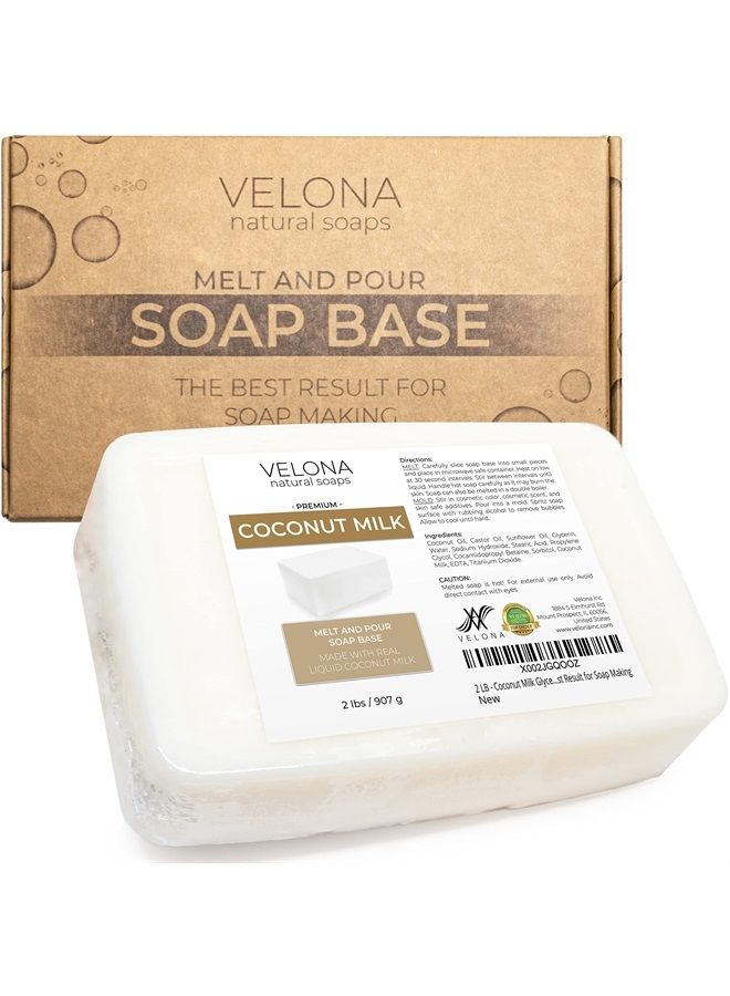 velona 2 LB - COCONUT MILK Glycerin Soap Base SLS/SLES Free | Melt and Pour | Natural Bar for The Best Result for Soap Making - Image 1