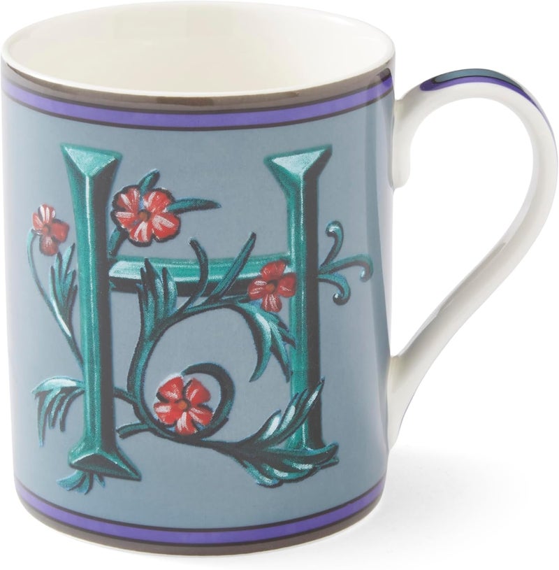 Spode Kit Kemp 12oz Alphabet Mug  Letter H Unique Stylish Pattern  Fine China  Dishwasher Safe  For Coffee and Tea  Fabulous Gift  Home or Office Use - Image 1