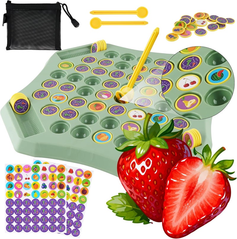 TINYLENS Memory Matching Game, 52-Slot Flip Chess Board with Extra Pieces, Educational Match Game for Kids & Toddlers, Travel-Friendly, 2–4 Players (Fruit) - Image 1
