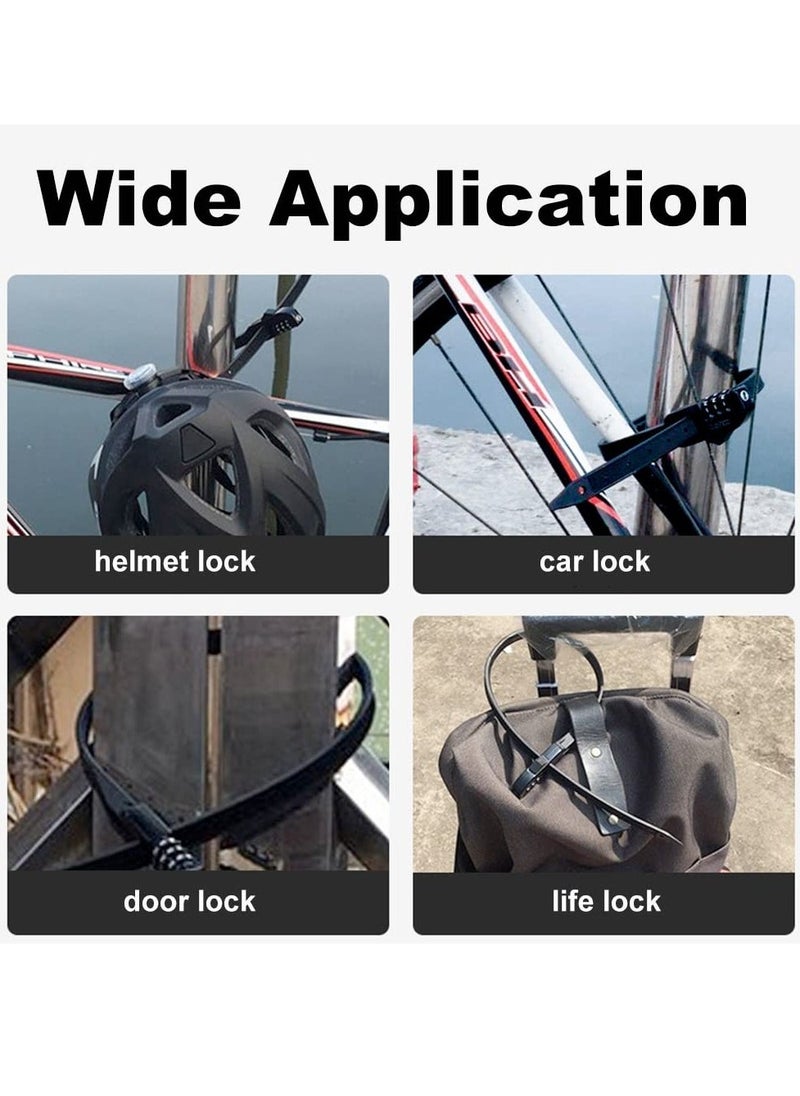 2Pcs Zip Tie Bike Lock Lightweight Combination Bicycle Lock Small Cable Lock 3 Digit Security Tie Outdoor Equipment Cable Lock for Bikes Refrigerators Helmets Luggage Skis Black