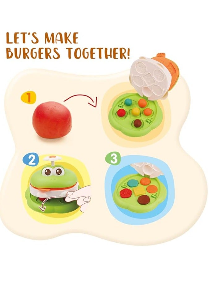 بايبي مجموعة العجين الملونة للأطفال 4-8 سنوات من العمر ، لطيف شكل الضفدع جعل الحشرات و البرغر ، لعبة مطبخ للأطفال 4-12 سنة من العمر لعب العجين الملونة والاكسسوارات ، 13 أدوات العجين و 12 لون العجين - Image 2