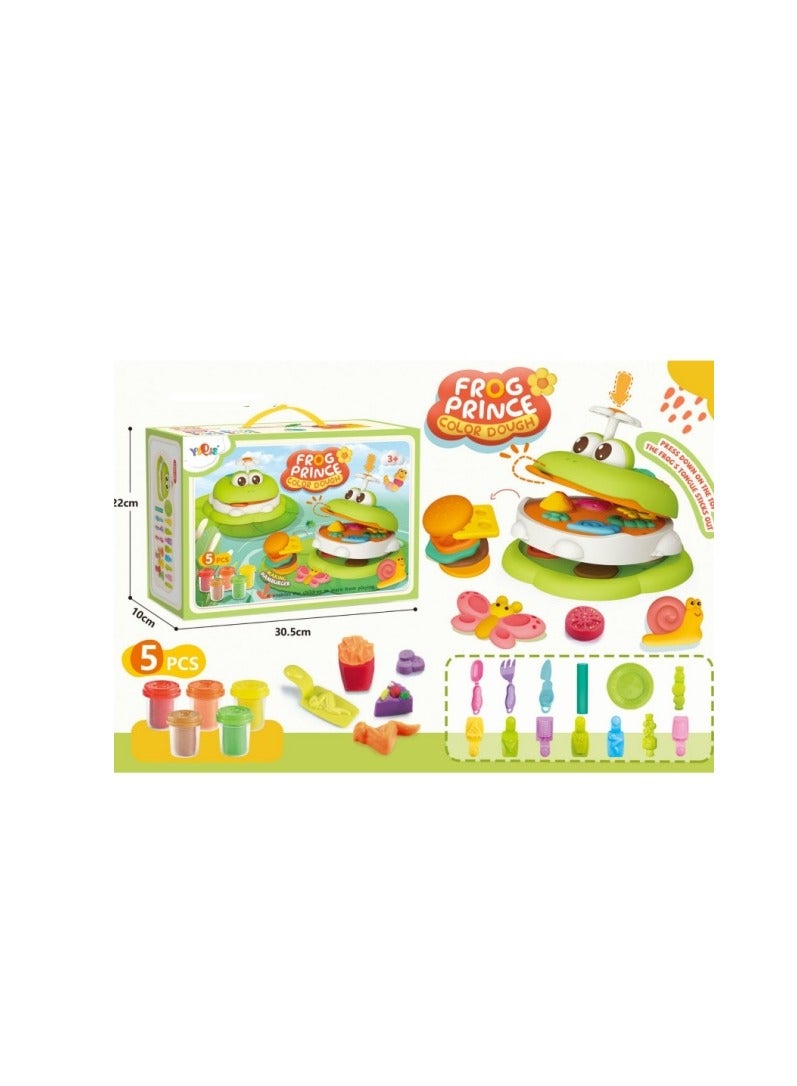 بايبي مجموعة العجين الملونة للأطفال 4-8 سنوات من العمر ، لطيف شكل الضفدع جعل الحشرات و البرغر ، لعبة مطبخ للأطفال 4-12 سنة من العمر لعب العجين الملونة والاكسسوارات ، 13 أدوات العجين و 12 لون العجين - Image 1