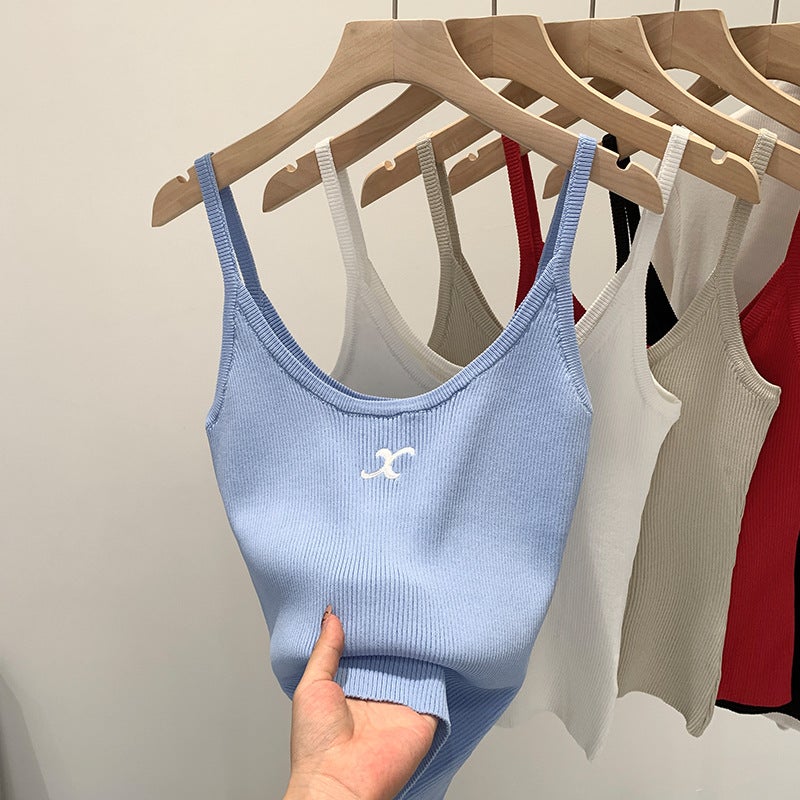 Real Pograph American Spice Girl Letter Printing Threaded Knitted Sling Women'S Summer Sleeveless Inner Lap - Image 4