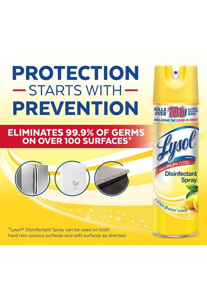 Lysol Disinfectant Spray, Sanitizing and Antibacterial Spray, For Disinfecting and Deodorizing, Lemon Breeze, 19 Fl Oz (Pack of 2), Packaging May Vary - Image 4