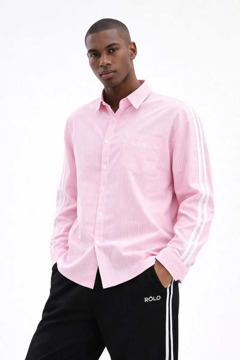 RÓLO Striped Oversized Shirt - Pink