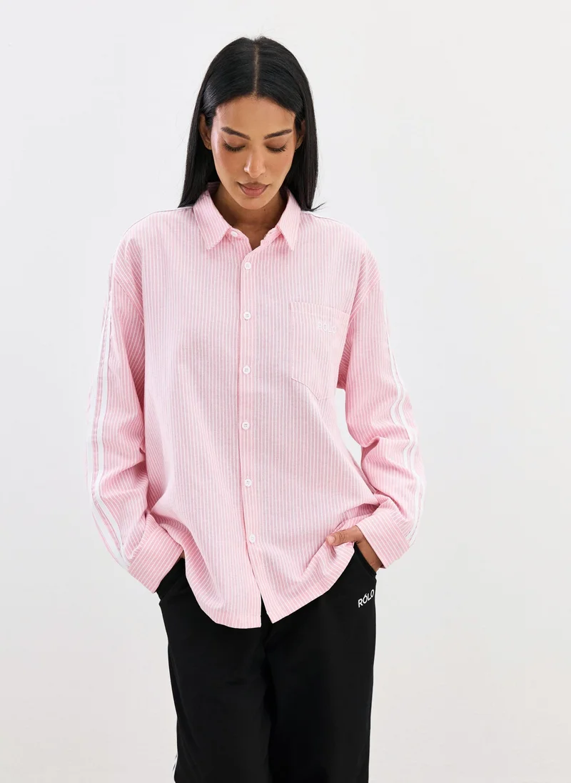رولو Striped Oversized Shirt - Pink