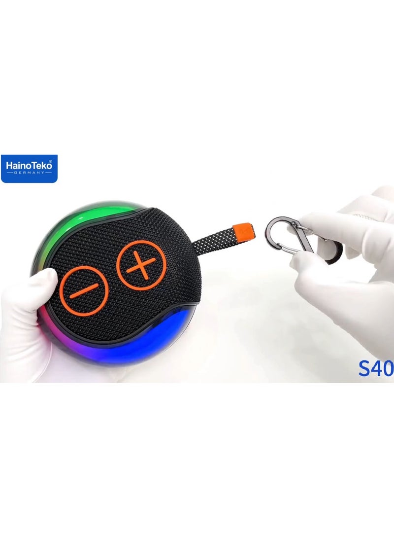 Haino Teko Haino Teko S40 Portable Wireless Bluetooth Speaker With Hifi Sound Quality Button Control and RGB Lighting Red  - Image 3