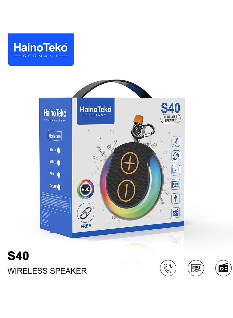 Haino Teko Haino Teko S40 Portable Wireless Bluetooth Speaker With Hifi Sound Quality Button Control and RGB Lighting Red  - Image 5