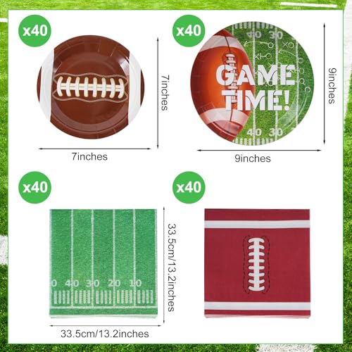baotongle 160pcs Football Party Supplies Kit Serve 40 Includes Touchdown Dinner Plates Dessert Plates and Napkins for Football Birthday Party Football Game Day Tailgate Party Decorations - Image 5