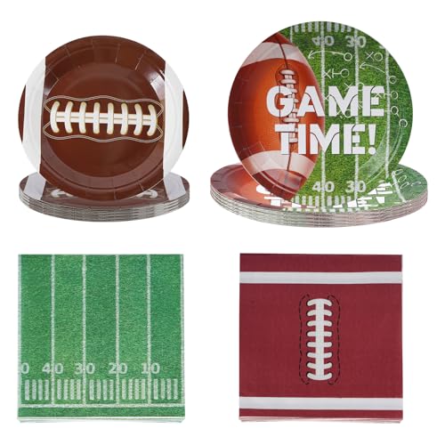 baotongle 160pcs Football Party Supplies Kit Serve 40 Includes Touchdown Dinner Plates Dessert Plates and Napkins for Football Birthday Party Football Game Day Tailgate Party Decorations - Image 1