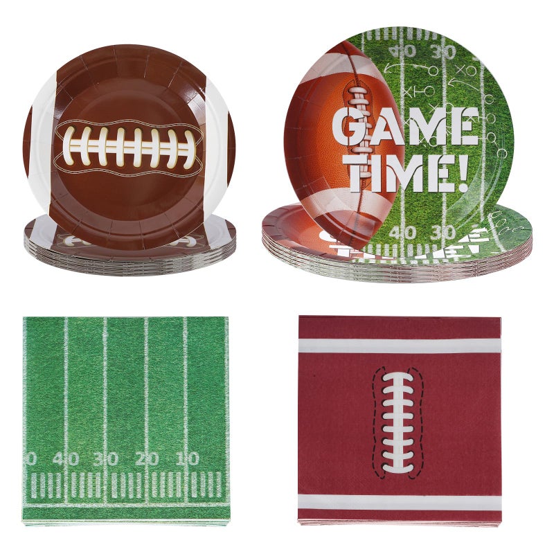 baotongle 160pcs Football Party Supplies Kit Serve 40 Includes Touchdown Dinner Plates Dessert Plates and Napkins for Football Birthday Party Football Game Day Tailgate Party Decorations - Image 3