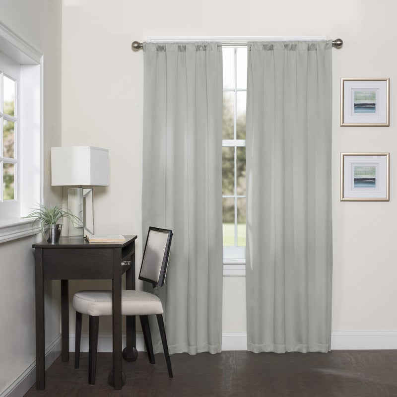 ECLIPSE Blackout Curtains for BedroomDarrell 37 x 63 Insulated Darkening Single Panel Rod Pocket Window Treatment Living Room Grey