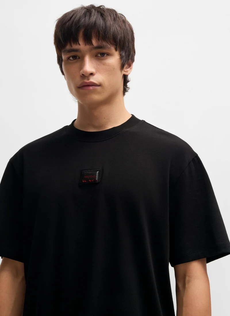 هوجو Cotton-jersey relaxed-fit T-shirt with logo patch