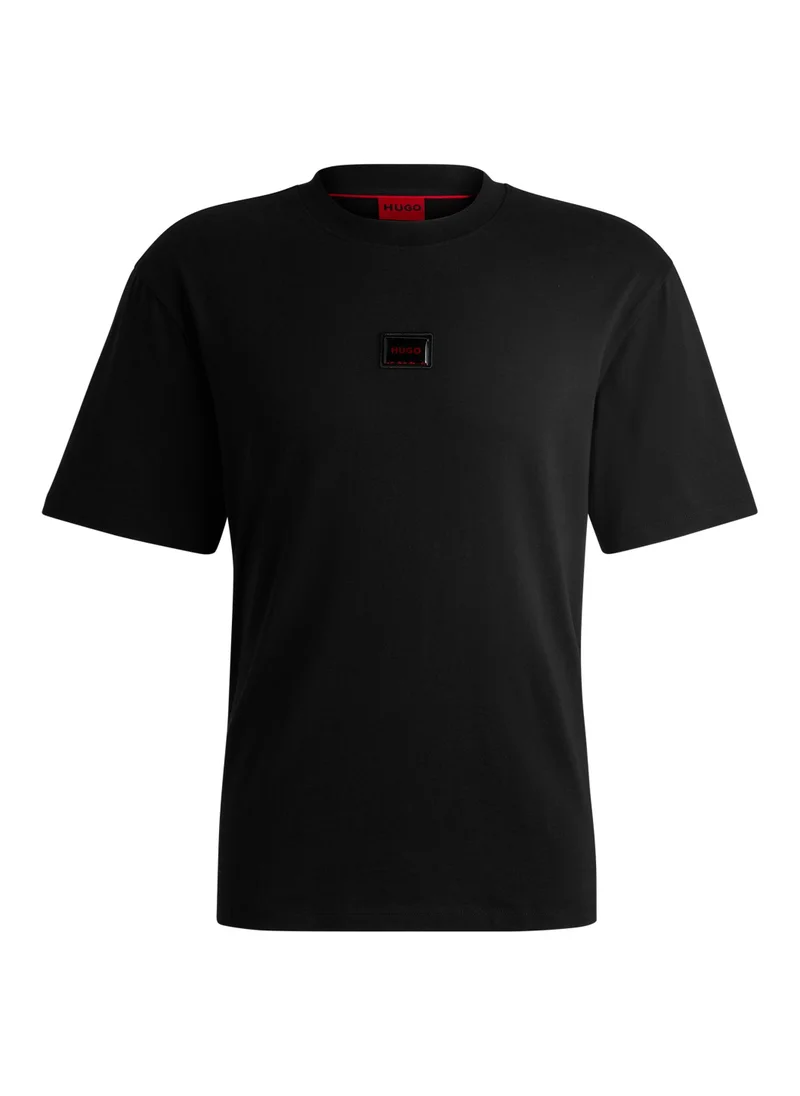 هوجو Cotton-jersey relaxed-fit T-shirt with logo patch