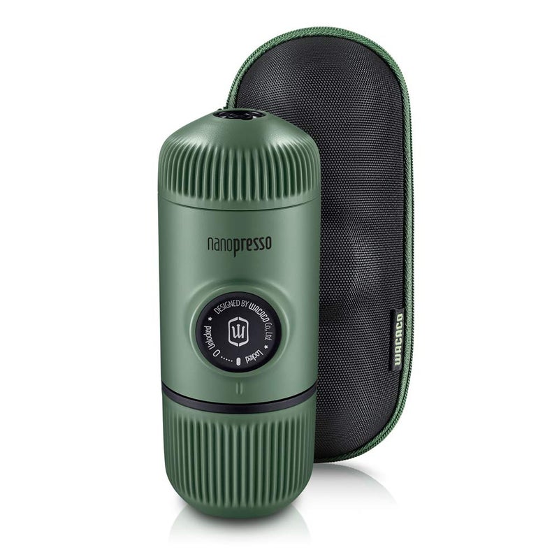 WACACO صانعة الإسبريسو المحمولة WACACO Nanopresso مع حقيبة واقية، النسخة المحدثة من Minipresso، آلة قهوة صغيرة للسفر، مثالية للتخييم والسفر والمكتب (لون أخضر موس) - Image 1