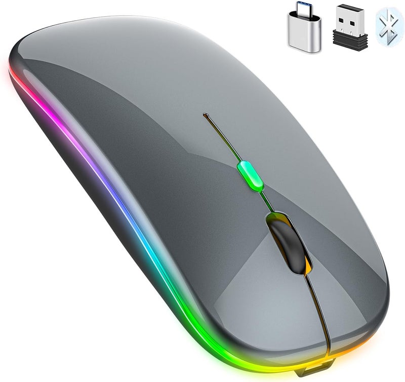 PEIBO Bluetooth Wireless Mouse for Laptop mac MacBook ipad MacBook air MacBook pro pc Desktop Computer Windows Chromebook Notebook (Gray Black) - Image 2