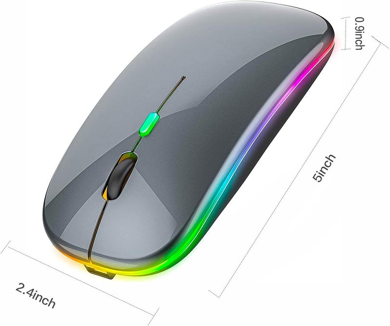PEIBO Bluetooth Wireless Mouse for Laptop mac MacBook ipad MacBook air MacBook pro pc Desktop Computer Windows Chromebook Notebook (Gray Black) - Image 4