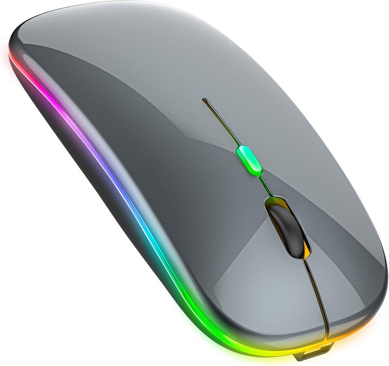 PEIBO Bluetooth Wireless Mouse for Laptop mac MacBook ipad MacBook air MacBook pro pc Desktop Computer Windows Chromebook Notebook (Gray Black) - Image 1