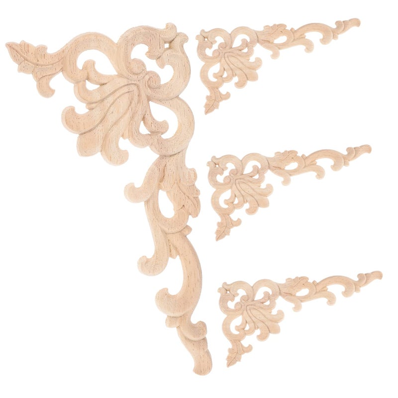 4Pcs Wood Furniture Appliques Classic Corner Trim Moulding Overlays For Cabinets Doors - Image 2