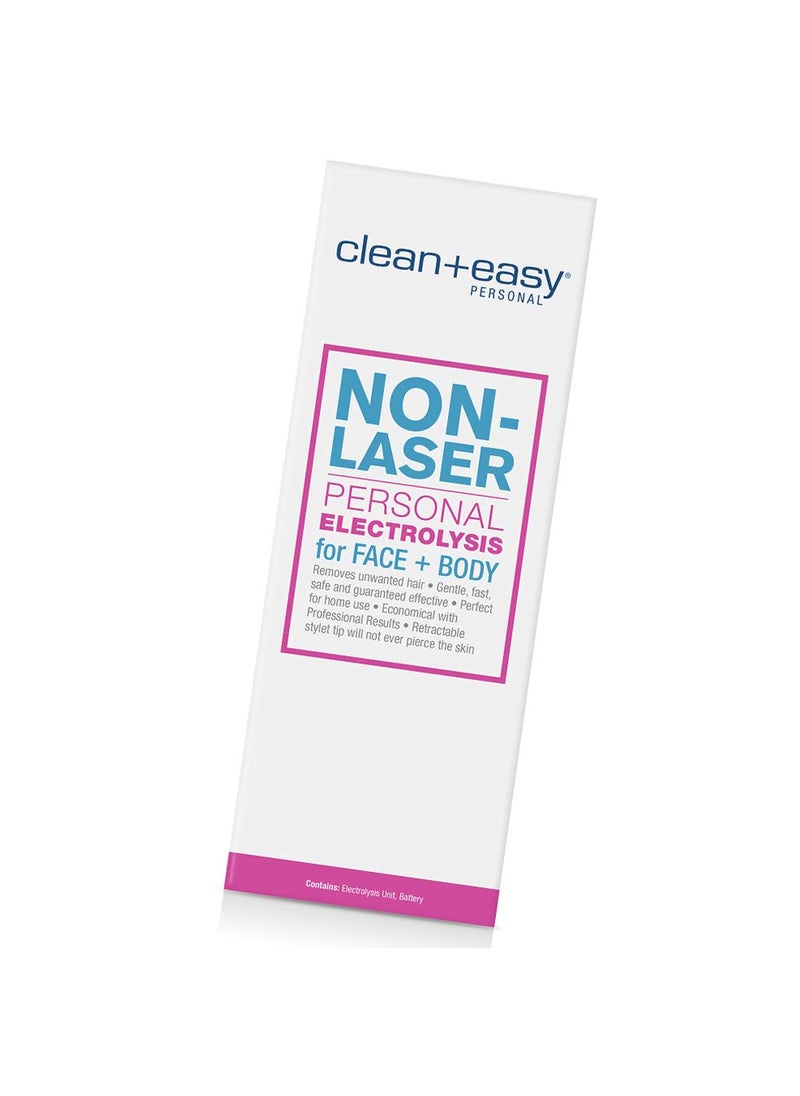 Clean + Easy Clean + Easy Non-Laser Personal Electrolysis Device - Permanent Hair Removal for Face and Body, Battery Operated, Painless and Convenient Home Treatment 