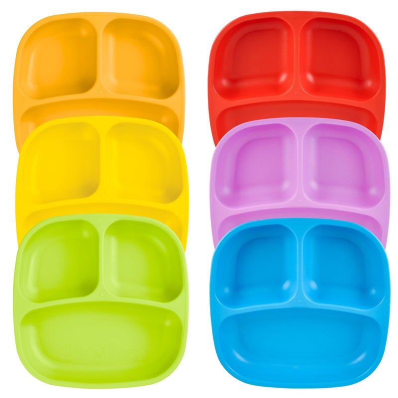 RePlay Toddler Plates with Dividers DeepWalled 3 Compartments Divided Plates for Kids Dishwasher Microwave Safe Made in USA Set of 6737 x 737 x 125 Fairytale