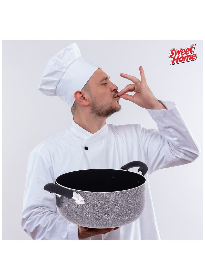 Sweet Home - Non-stick Casserole with Glass Lid - High-quality material, Corrosion resistance, Easy to clean, Even heat distribution, and Clear lid design - Image 1