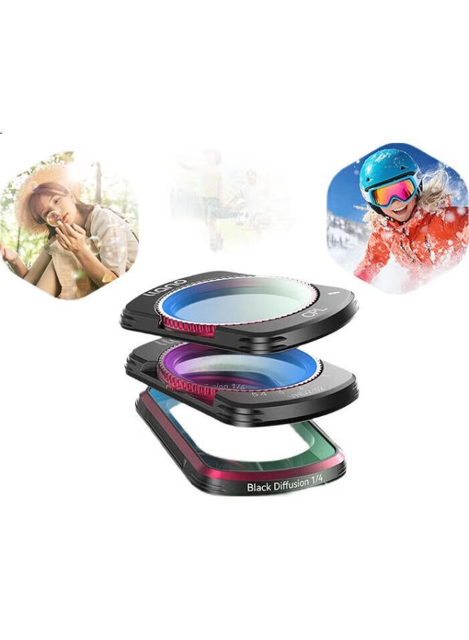 Llano Filter Set For Dji Pocket 3 Camera - Black Soft 1/4 Adjustable Nd Filter Cpl Polarizer Filter Pocket Gimbal Camera Magnetic Quick Release Protective Filter - Image 1