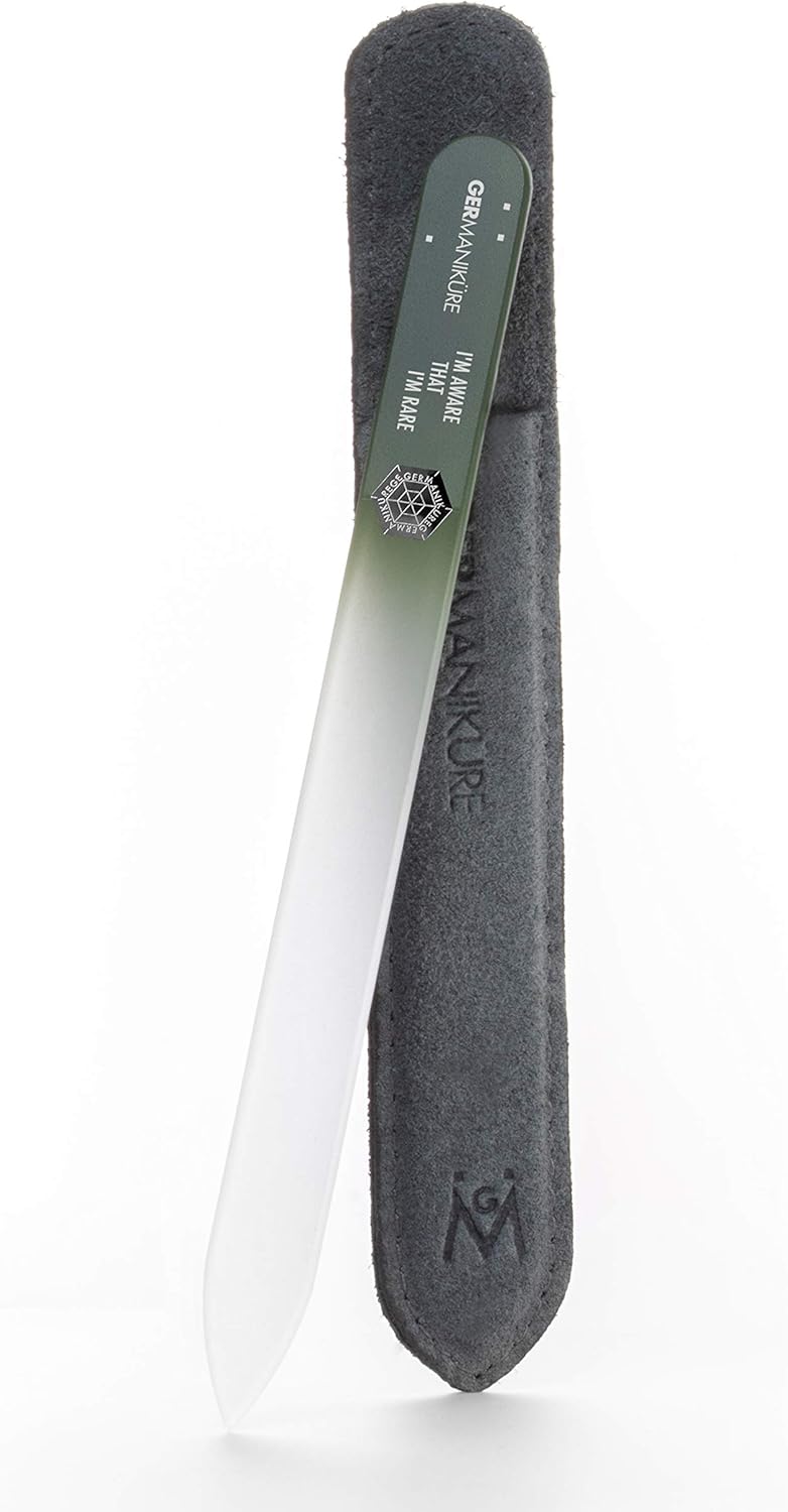 GERMANIKURE Czech Crystal Glass Nail File in Suede Leather Case - I'M AWARE THAT I'M RARE - Professional Manicure & Pedicure Products for Smooth Easy Shaping of Natural Nails Spec compliant trusted quality - Image 1