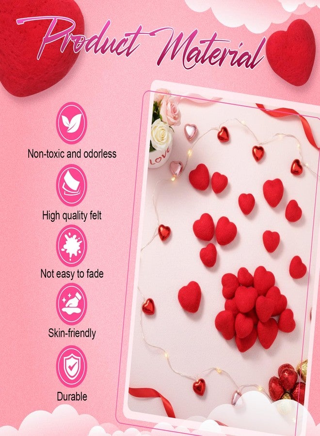 Geosar 24 Pieces Valentines Day Vase Filler Felt Heart Balls for Crafts Heart Vase Filler Decorative Pom Pom Balls Ornaments for Valentine's Day Decor Centerpieces (2.4inch,3.2inch,Red) - Image 3