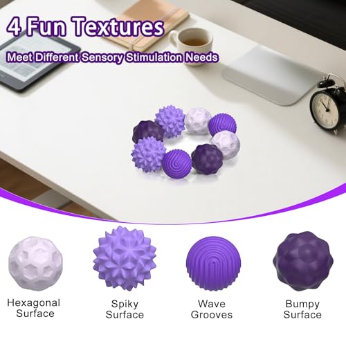 Kizcmvre Silicone Magnetic Fidget Balls 8Pcs Sensory Magnetic Silicone Balls Desk Toy for Stress Relief and ADHD AnxietySilent Magnet with Textured Surface for Teens and Adults Purple - Image 5