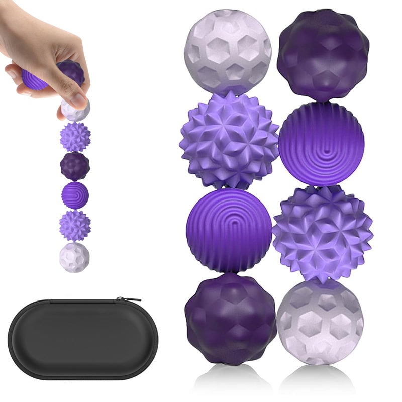 Kizcmvre Silicone Magnetic Fidget Balls 8Pcs Sensory Magnetic Silicone Balls Desk Toy for Stress Relief and ADHD AnxietySilent Magnet with Textured Surface for Teens and Adults Purple - Image 3