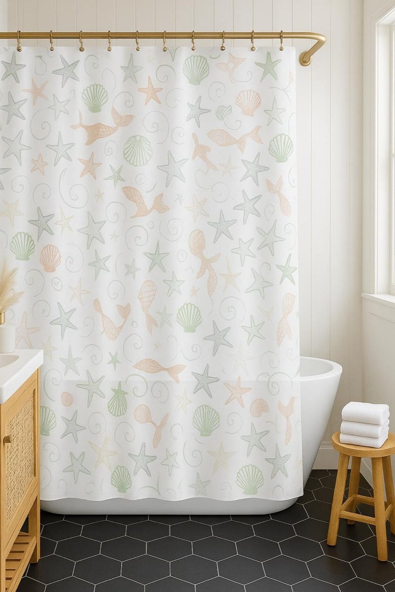 دا ارتفول بليند ستارة دش PEVA مقاومة للماء - قابلة للغسل ومتينة، 180 × 180 سم لتغطية كاملة - Image 1