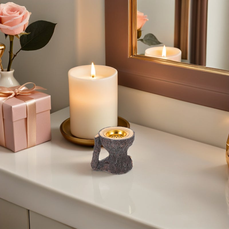 Tealight Candle Holder: Funny Stump Shaped Cup Vintage Pillar Candlestick Stand for Wedding Party Birthday Holiday Decoration - Image 5
