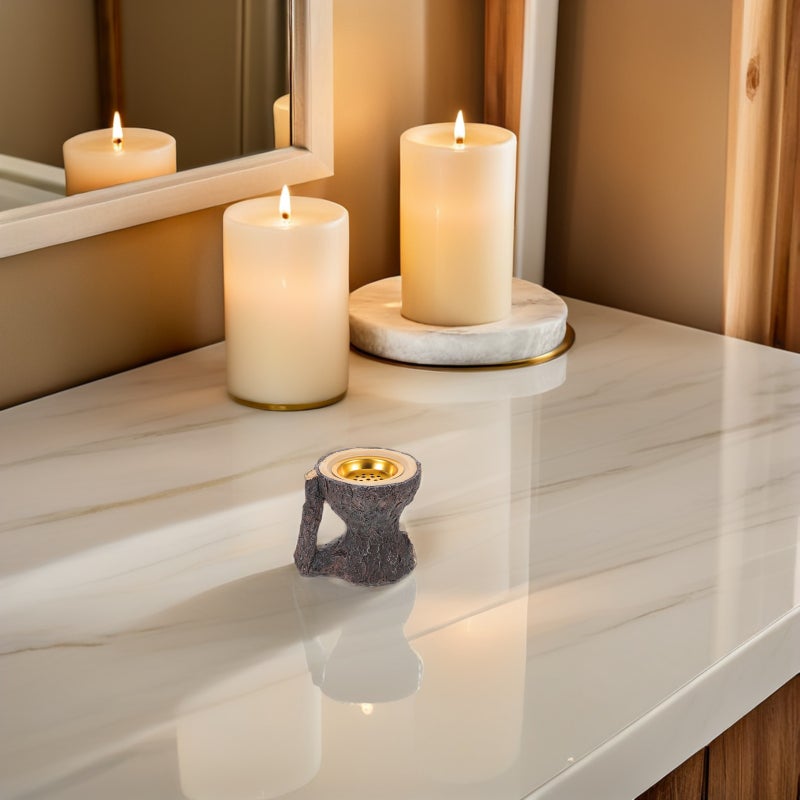 Tealight Candle Holder: Funny Stump Shaped Cup Vintage Pillar Candlestick Stand for Wedding Party Birthday Holiday Decoration - Image 3