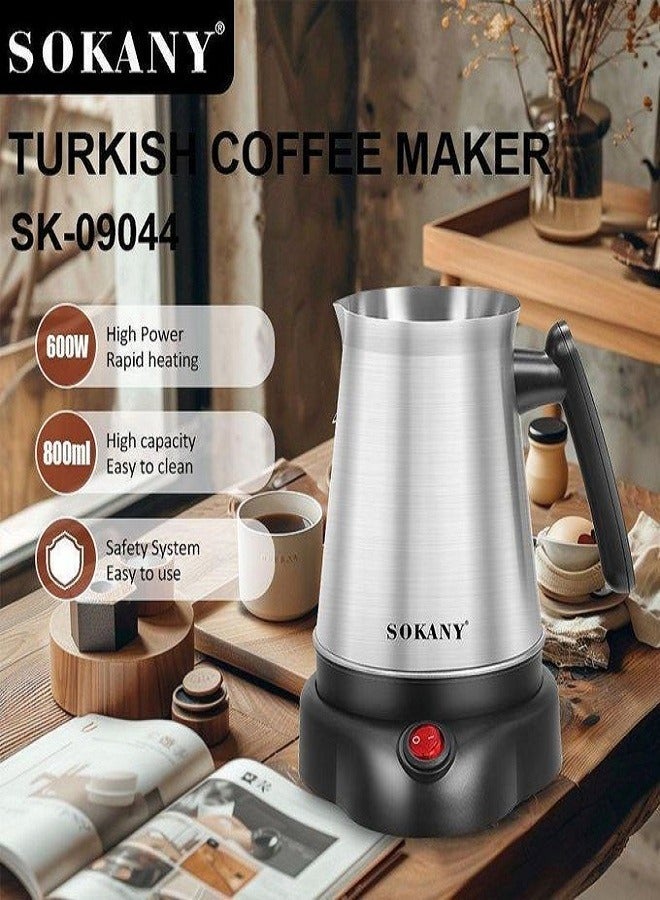 sokany SK-09044 Stainless Steel Turkish Coffee Maker, 800ml, 600 Watt - Image 2