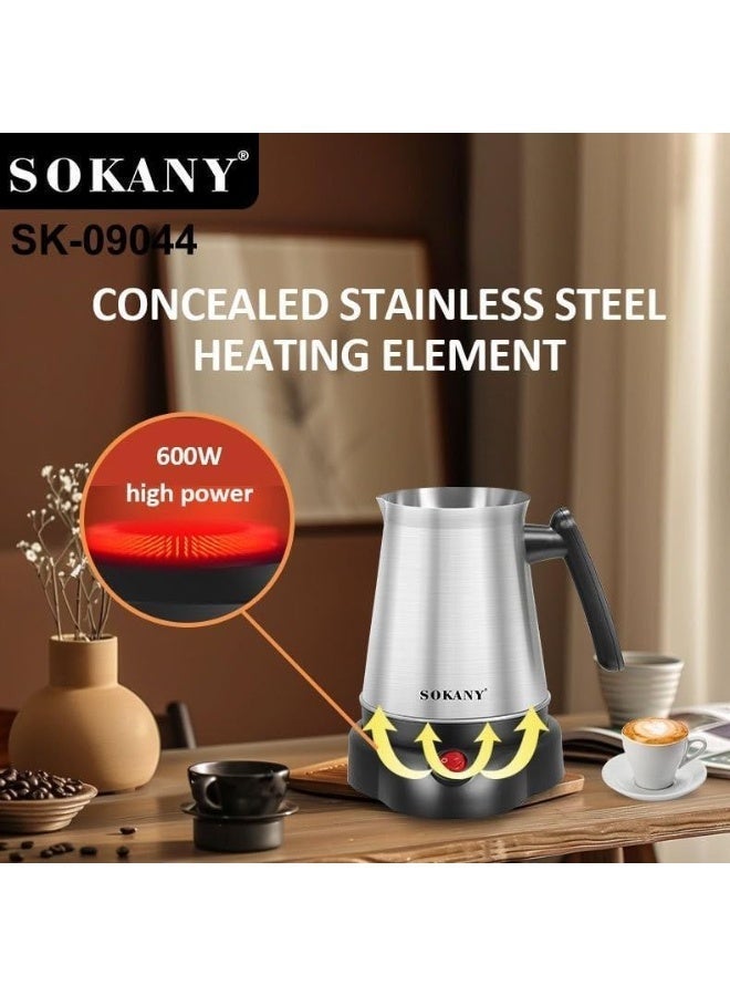 sokany SK-09044 Stainless Steel Turkish Coffee Maker, 800ml, 600 Watt - Image 3