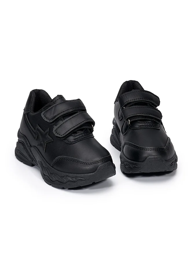 babyqlo Black Star Patch School Shoes for Kids