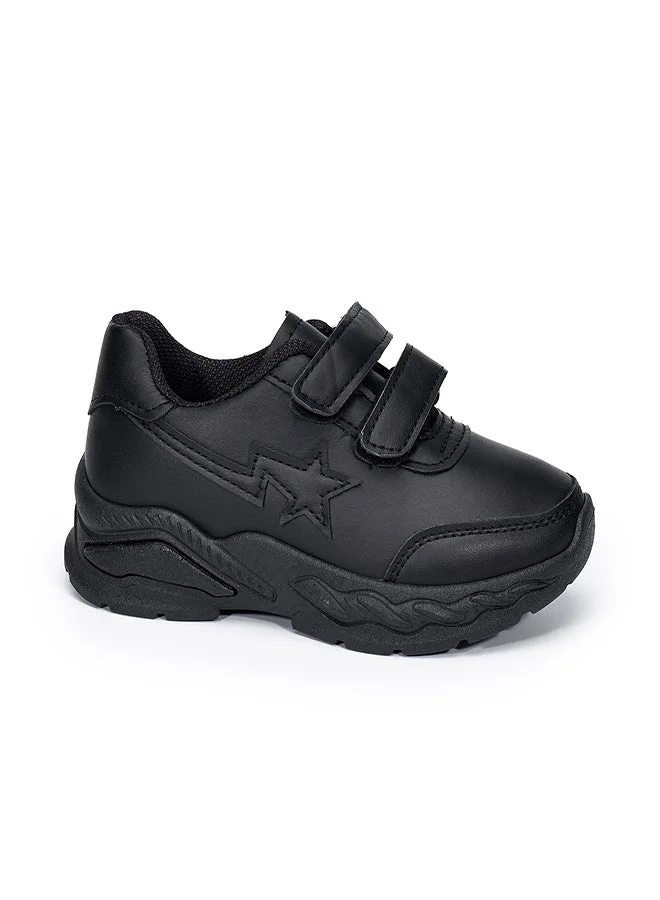 babyqlo Black Star Patch School Shoes for Kids