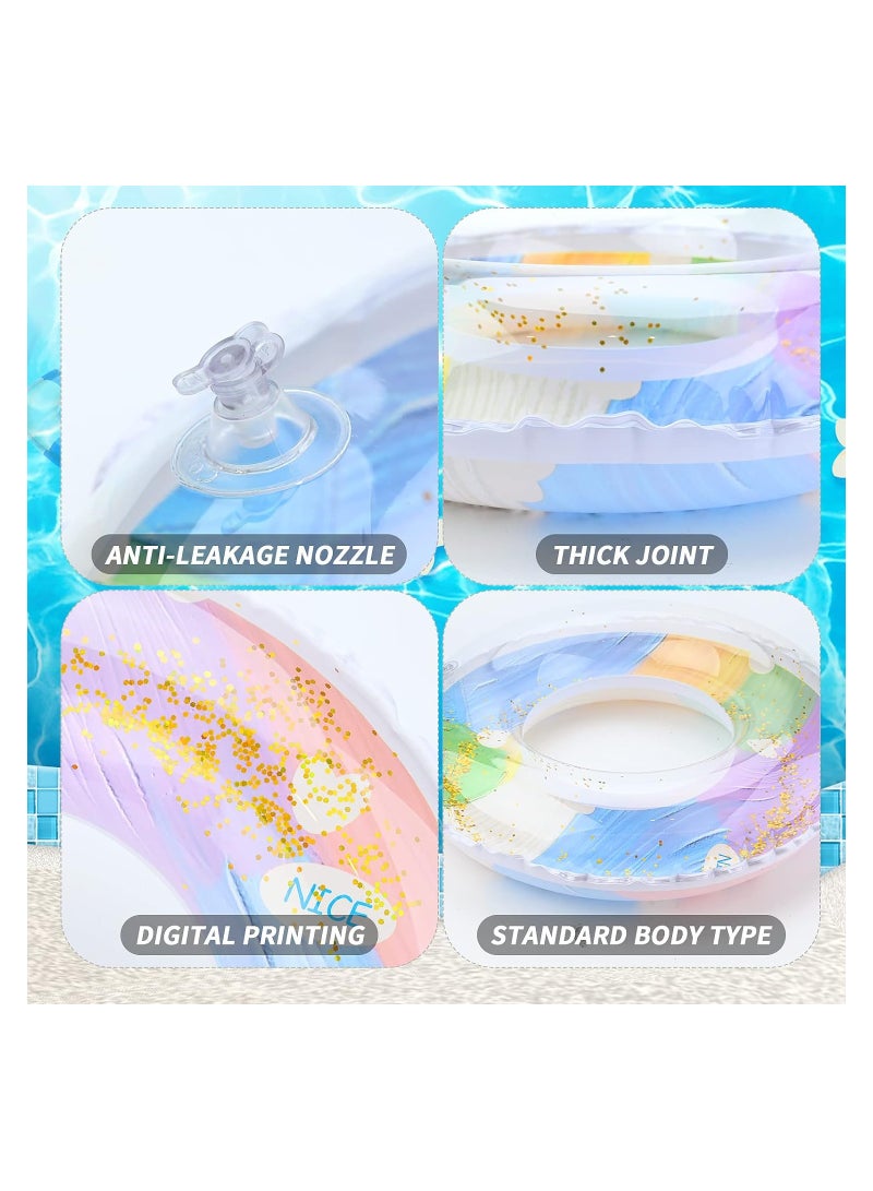 Zikra Inflatable Swimming Ring, Pool Float Toys Rubber Ring, Swimming Pool Floats Ring with Sequins, Rainbow Floating Ring Durable Swim Ring, for Kids Boys Girls Summer Pool Party, Ocean, Lake, River - Image 3