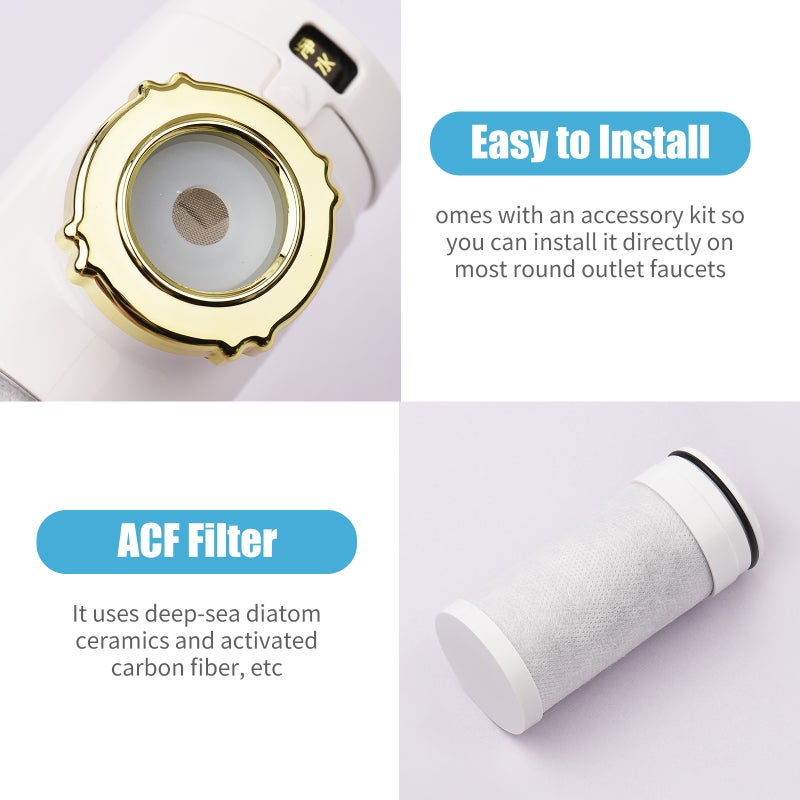 Tap Water Purifier Faucet Filter with Tap Water Dual Output Kitchen System ACF Filter Reduces Chlorine Sediments - Image 4