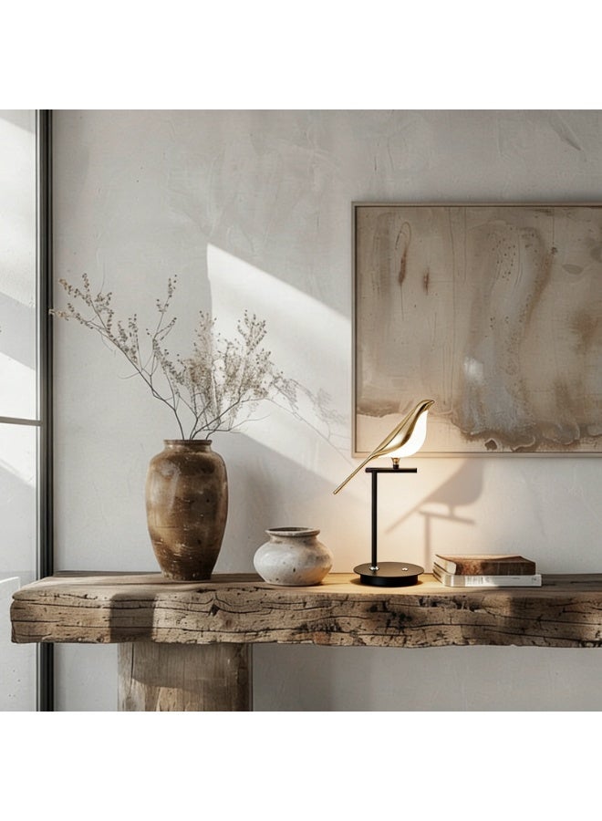 مصباح مكتبي على شكل طائر العقعق - مصباح طاولة ديكور على شكل طائر - مصباح مكتبي معدني قابل للدوران 360 درجة، إضاءة LED قابلة للتعتيم بقوة 12 واط (3000-6000 كلفن)، غطاء مصباح من الأكريليك، تحكم باللمس للمكتب/غرفة الدراسة/غرفة النوم/غرفة المعيشة - Image 5