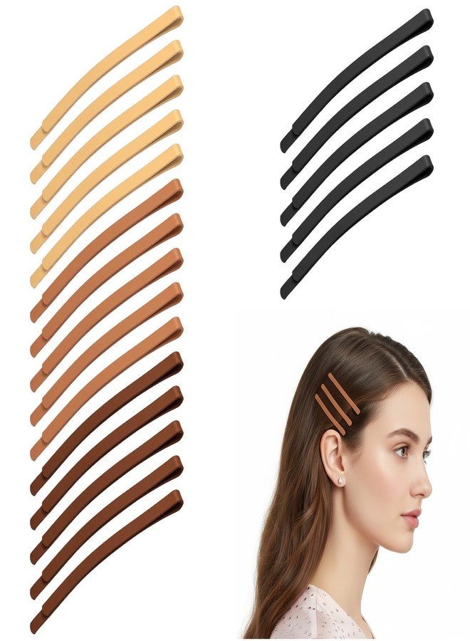 Tyqour 20PCS Long Bobby Pins for Thick Hair Curved Bobby Pins for Women Hair Pins for Styling Metal Hair Clips for Women Multicolor Matte Hairpins Hair Accessories - Image 1