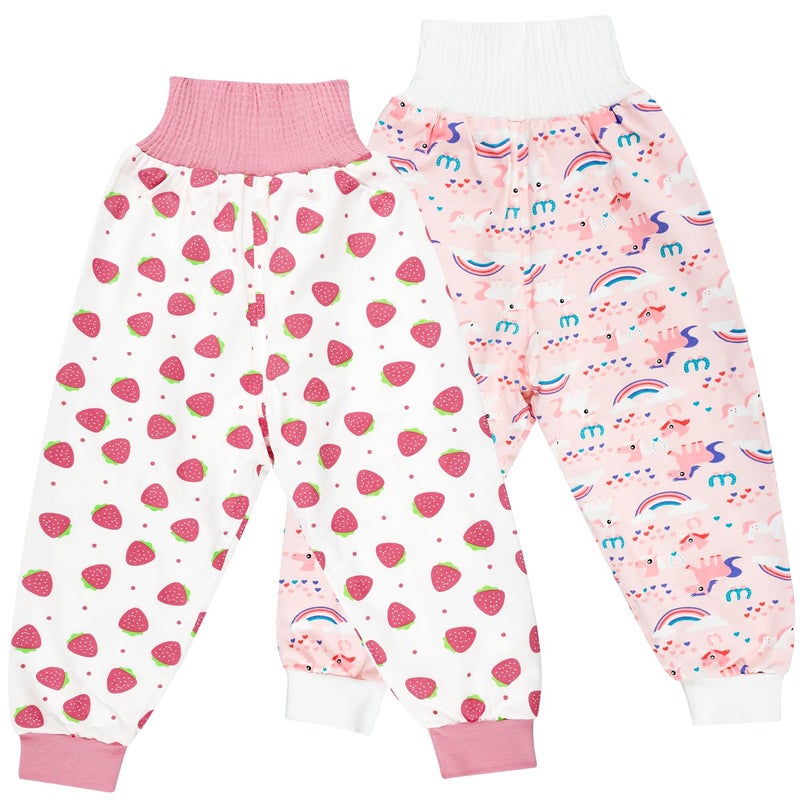 MooMoo Baby Waterproof Diaper Pants for Potty Training 2 Packs Nighttime Diaper Pants for Girls - Image 1