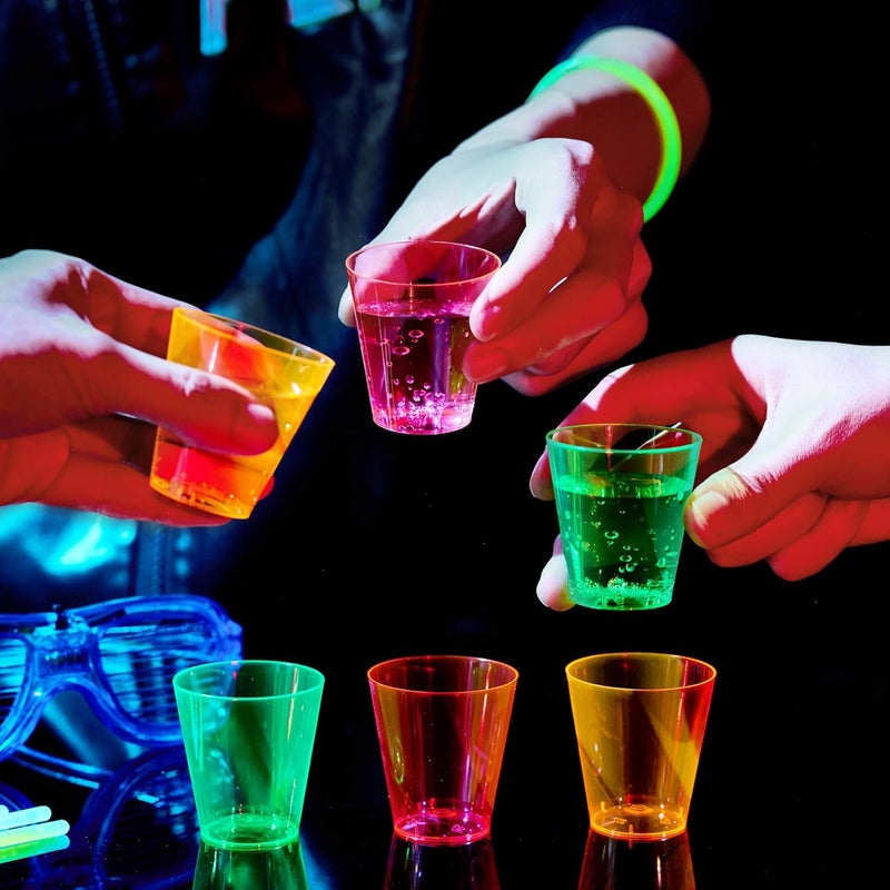 FOCUSLINE 200Pack 2 Oz Plastic Shot Glasses Set, Neon Party Mini Shot Glasses Bulk, Durable and Reusable, Small Disposable Plastic Cups for Vodka, Whiskey, and More - Image 5