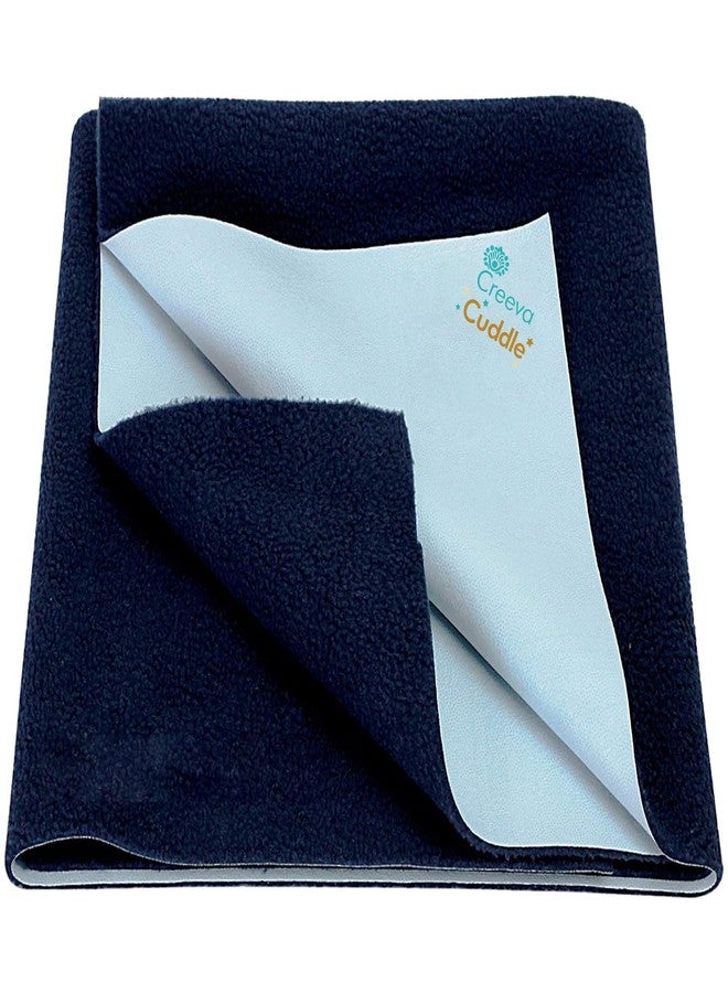 Creeva Cuddle Waterproof Baby Dry Sheet – Ultra Soft Fleece Bed Protector for Kids (100 cm x 70 cm, Navy) - Image 1