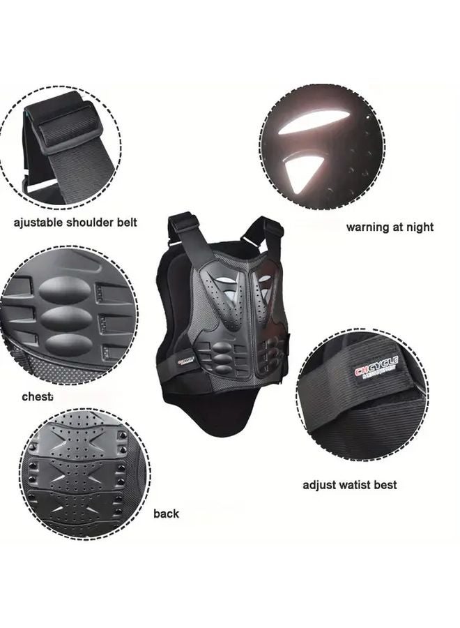 Charcoal Motorcycle Vest Armor Chest Back Protector PE Material Size L - Image 4