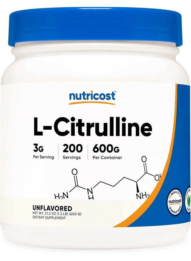 Nutricost 1 600G Bottle: Pure L-Citrulline (Base) Powder (600 Grams) - Image 1
