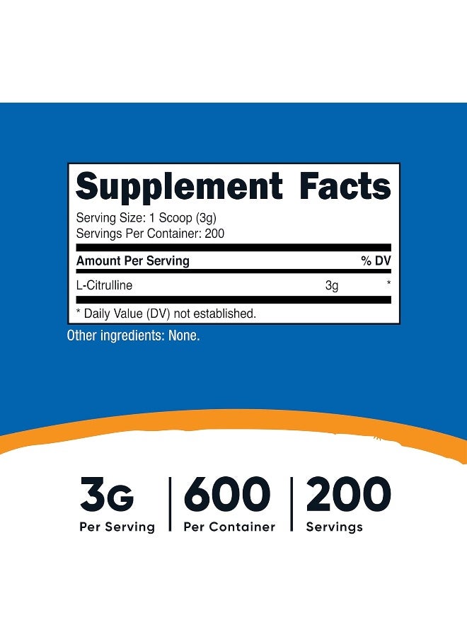 Nutricost 1 600G Bottle: Pure L-Citrulline (Base) Powder (600 Grams) - Image 2